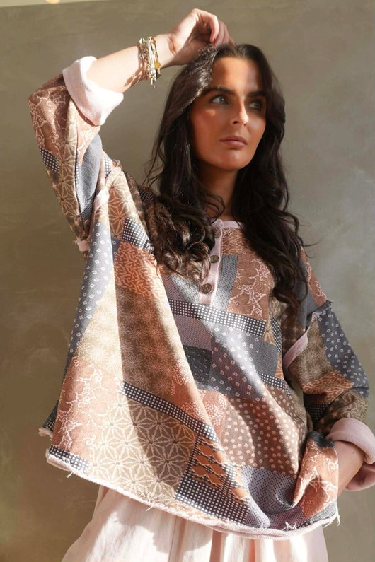 Hippie Shake Patchwork Sweatshirt Candy Rose /25=